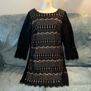 RN studio by Ronni Nicole size 14 black and tan long sleeved dress